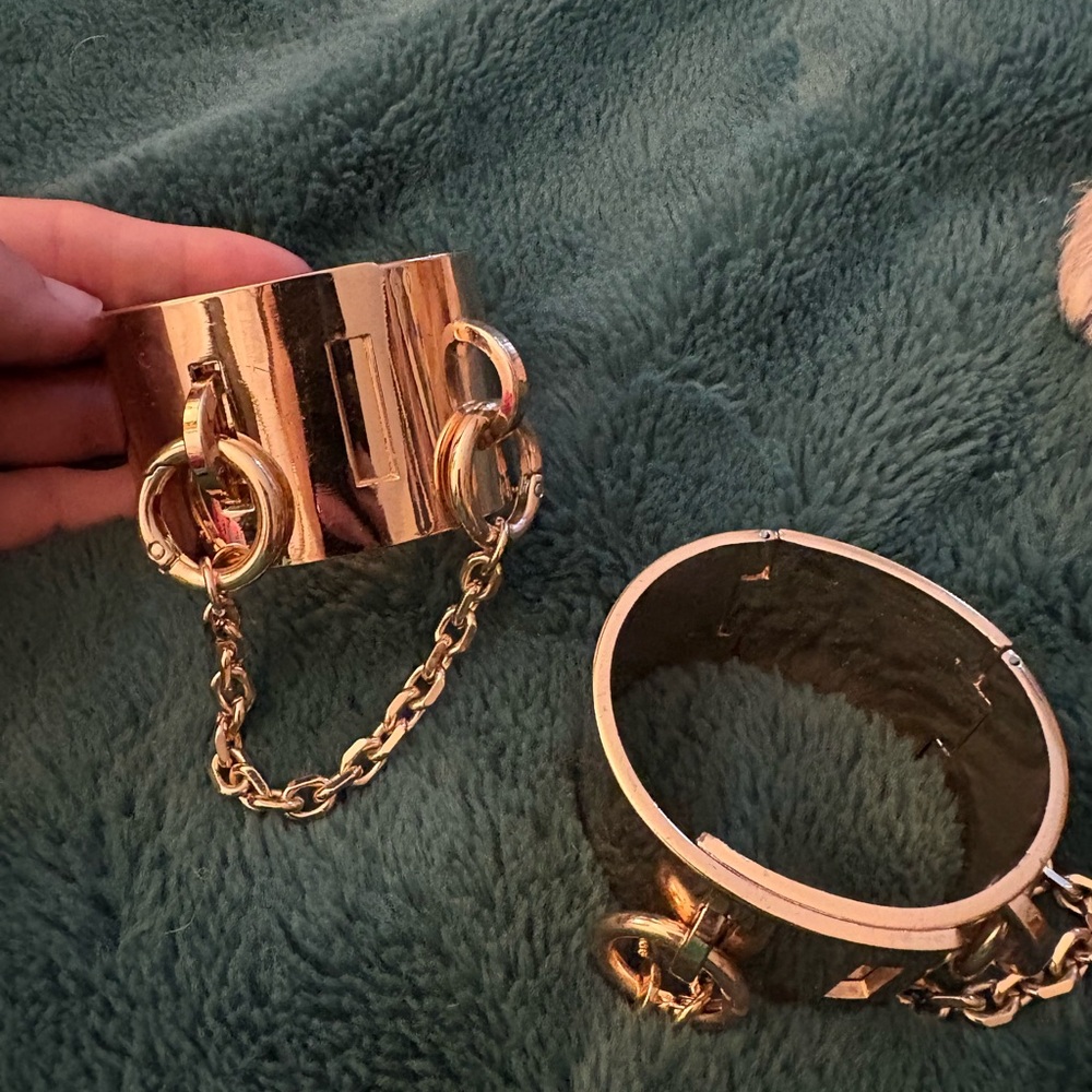 Honey Birdette gold Chastity cuffs